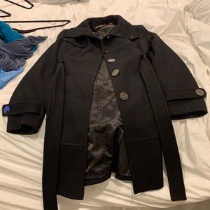 Kenneth Cole Black Wool Trench Coat